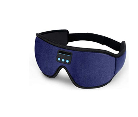 Navy blue DreamSound Bluetooth sleep mask with built-in speakers